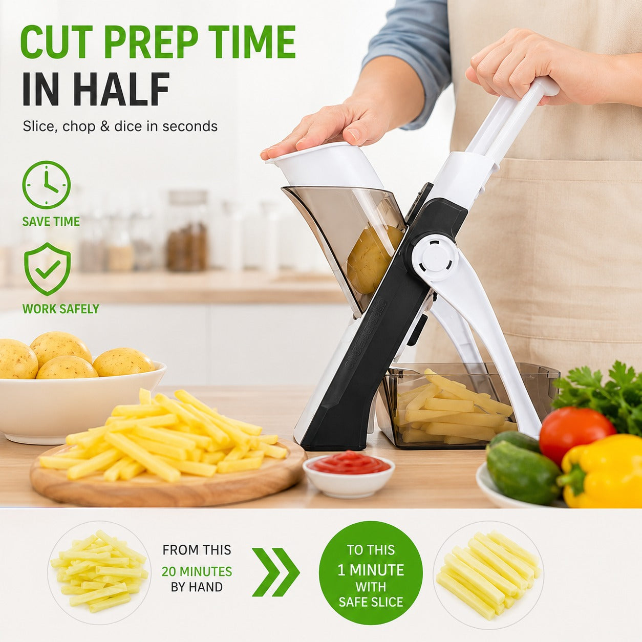 4-in-1 SafeSlice Vegetable Cutter
