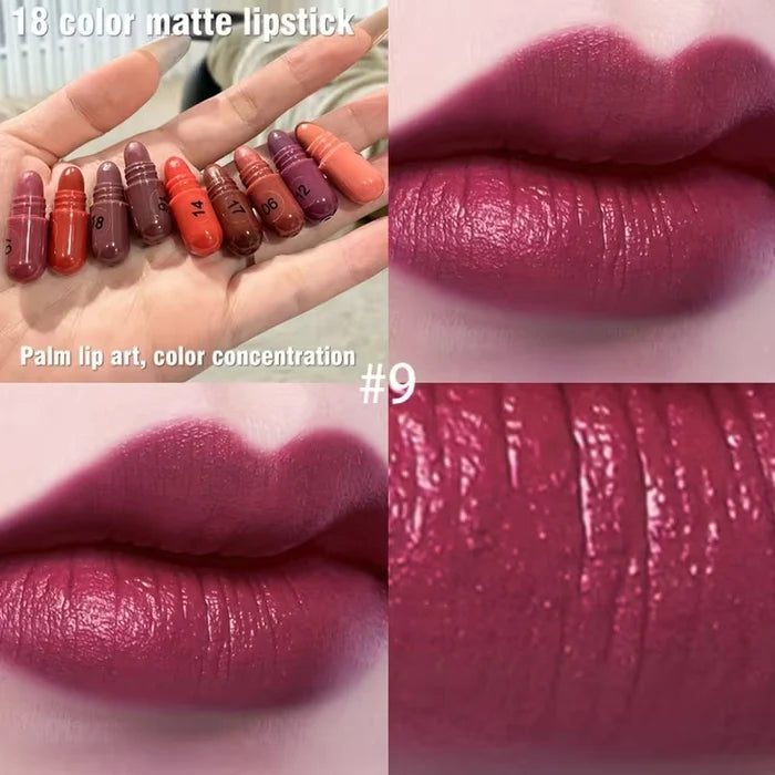 18 Colors Capsule Lipstick – Silky Smooth Matte